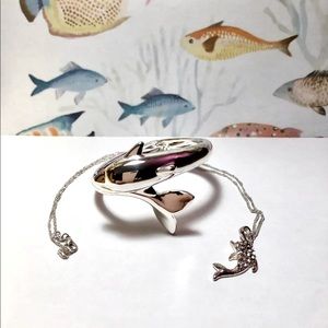 🐬 Silver Dolphin Crystal necklace & Bracelet
